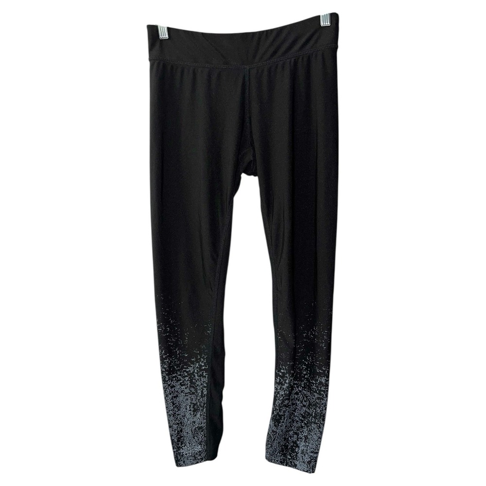 Activ8 Warm Systems Running‎ Black Gray Splatter Leggings Women's Medium Cropped